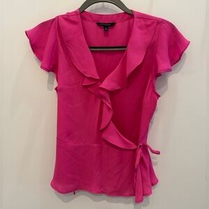 Banana Republic Pink Ruffled Wrap Blouse